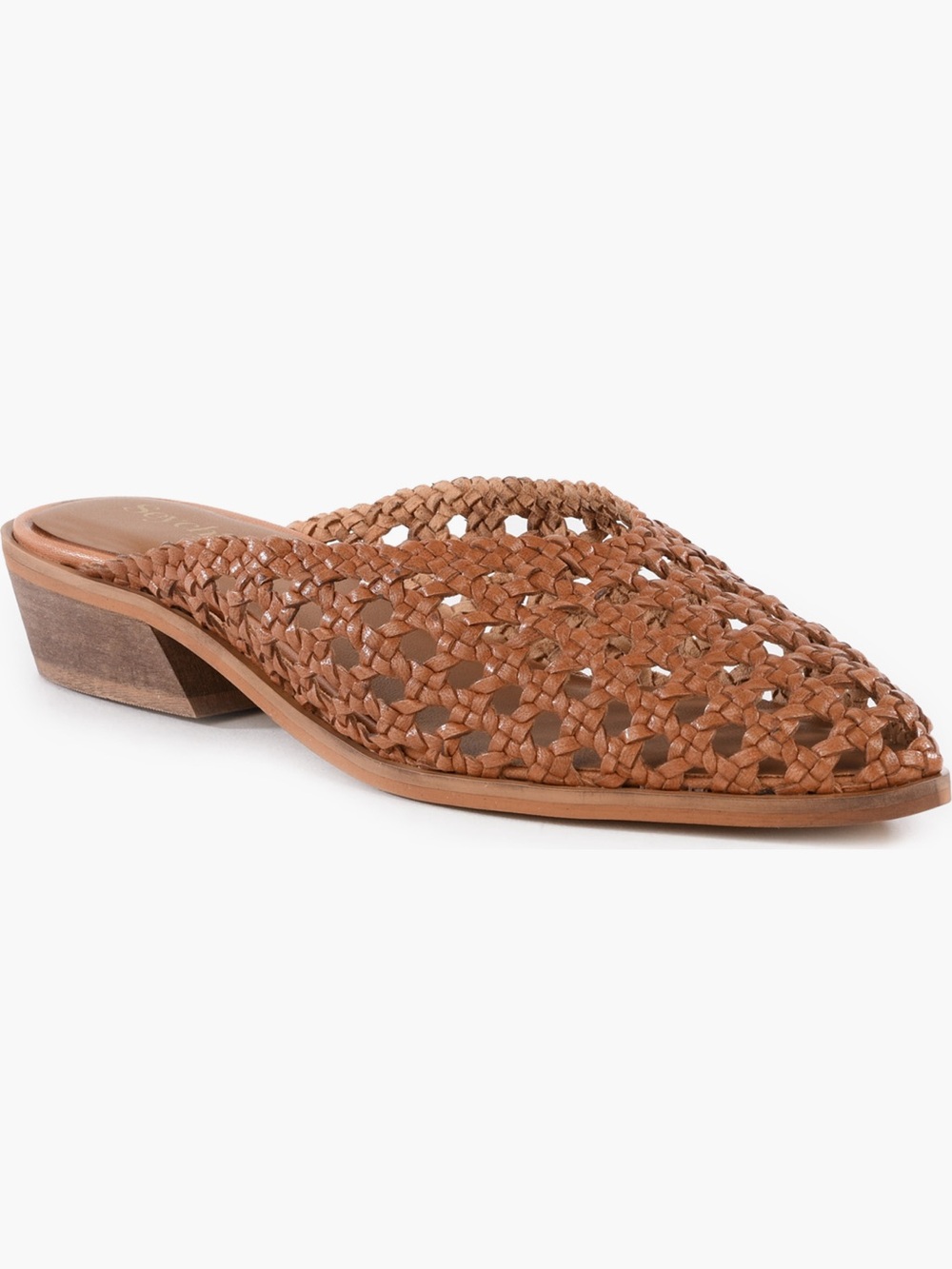 Seychelles Moonshine - Women's Tan Woven Pointed-Toe Slip-On Mules